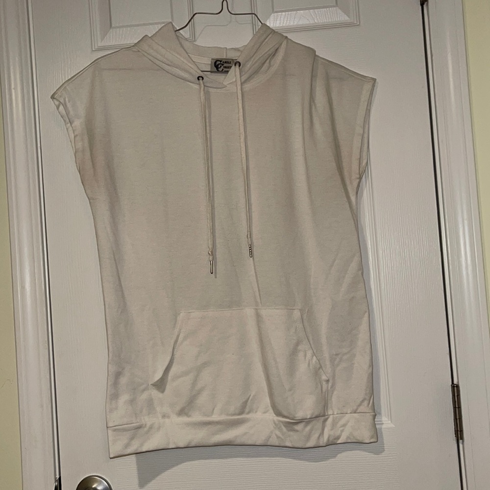 Soft White Sleeveless Hoodie